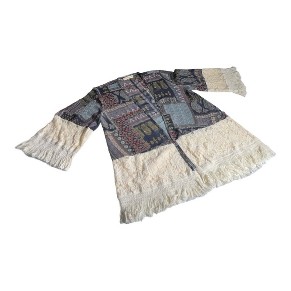 Orange Creek Open Front Lace Fringe Long Sleeve
Cardigan Kimono Women's Size Sm - Picture 9 of 12